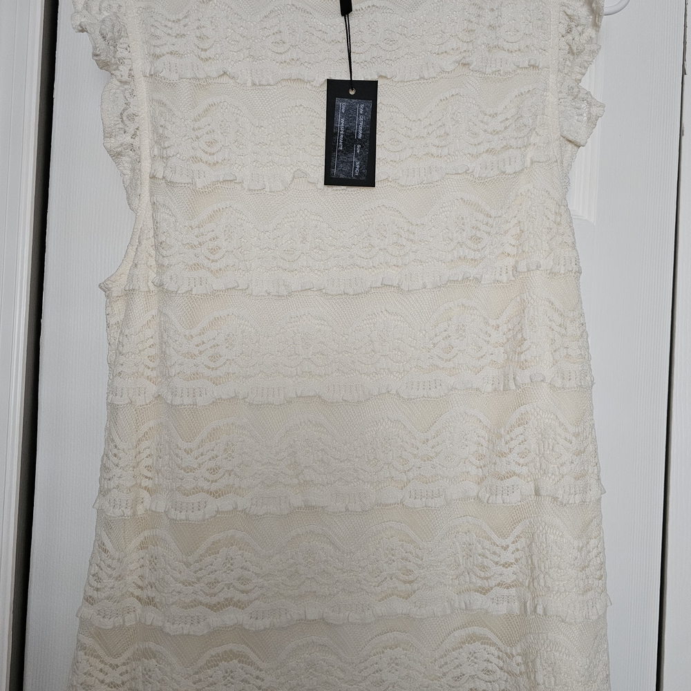 Cream Lace Ruffle Top - Picture 2 of 2